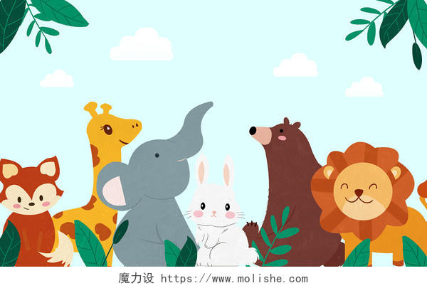 可爱动物插画JPG卡通动物插画